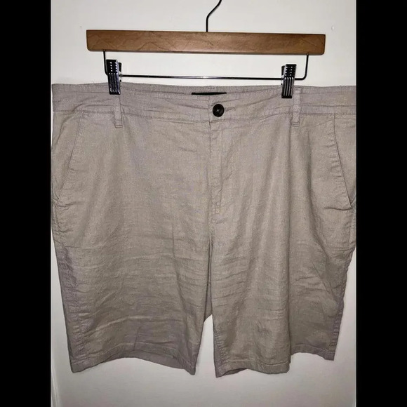 PAIGE Relaxed Fit Tan Linen Shorts - Picture 3 of 7